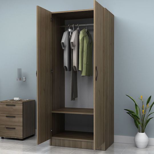 Double Door Wardrobe Vivian Walnut 80x51.8x181cm