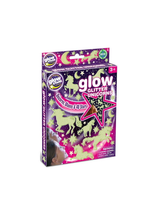 Brainstorm Kids 3D Glow-in-the-Dark Wall Sticker Stars & Unicorns Glitter 49pcs