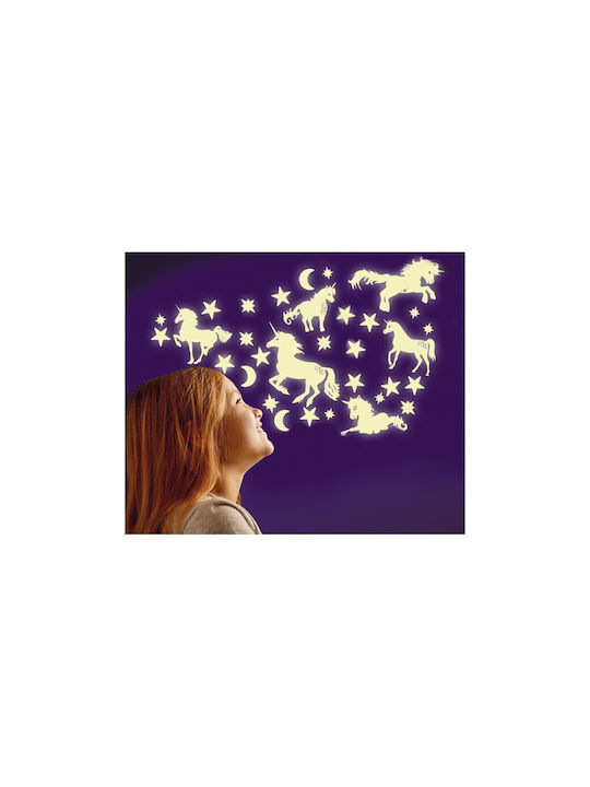 Brainstorm Kids 3D Glow-in-the-Dark Wall Sticker Stars & Unicorns Glitter 49pcs