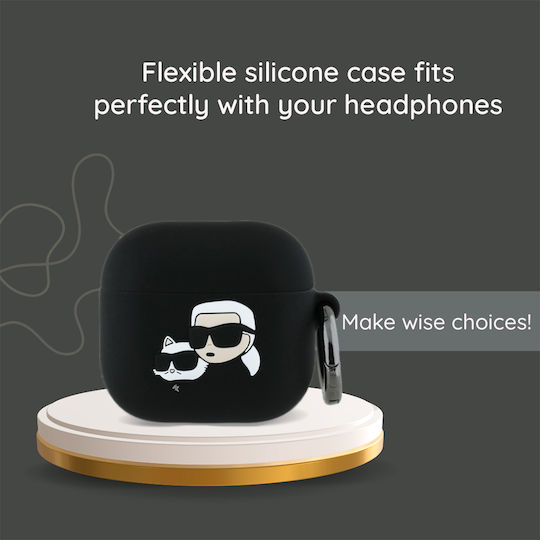 Karl Lagerfeld Karl+&chaupette 3d Hülle Silikon in Schwarz Farbe für Apple AirPods 4