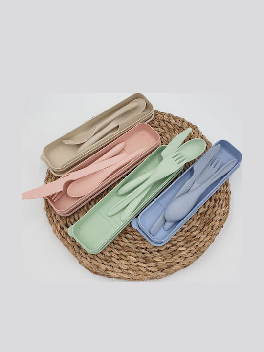 Cutlery Set with Pink Case H3x22x6cm 4 Pieces