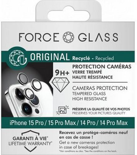Протектор За Камера Force Glass iPhone 15 Pro/15 Pro Max/14 Pro/14 Pro Max Ултра Устойчив Сребърен