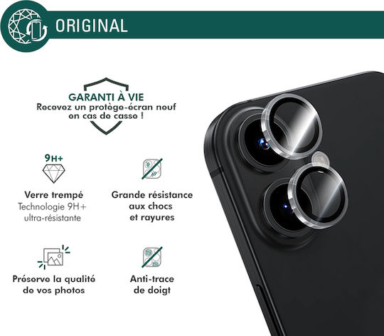 Force Glass 2 Camera Lens Protectors Iphone 16 16 Plus In 9h+ Flat Tempered Glass Transparent