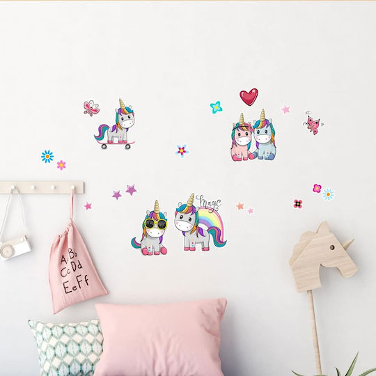 Ango Детски Декоративен Стикер За Стена Colorful Unicorns L 80см 20 Бройки