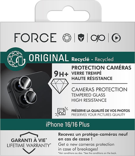 Force Glass 2 Camera Lens Protectors Iphone 16 16 Plus In 9h+ Flat Tempered Glass Transparent