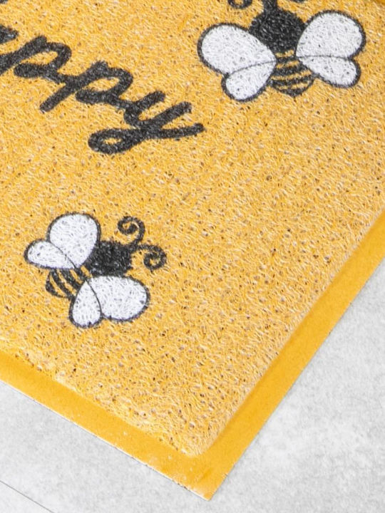 Artsy Mats Πατάκι Εισόδου Αντιολισθητικό Be Happy Κίτρινο 70x40εκ.