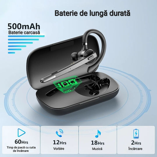 NewBee M53 In-ear Bluetooth Handsfree Cască cu Carcasă de Încărcare Negru