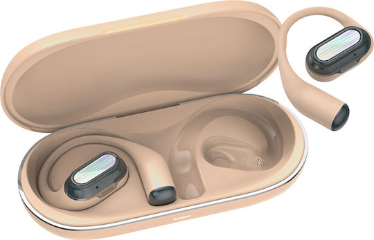 Canyon OnFlow 12 Open Ear Bluetooth Handsfree Ακουστικά με Θήκη Φόρτισης Μπεζ
