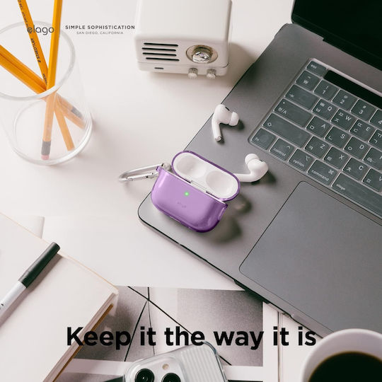 Elago Clear Lanyard Θήκη Σιλικόνης με Γάντζο Deep Purple για Apple AirPods Pro 2