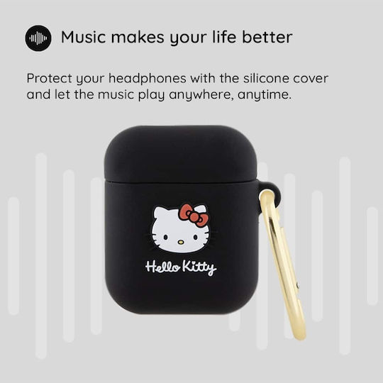 Hello Kitty Hülle Silikon in Schwarz Farbe für Apple AirPods 1 / AirPods 2
