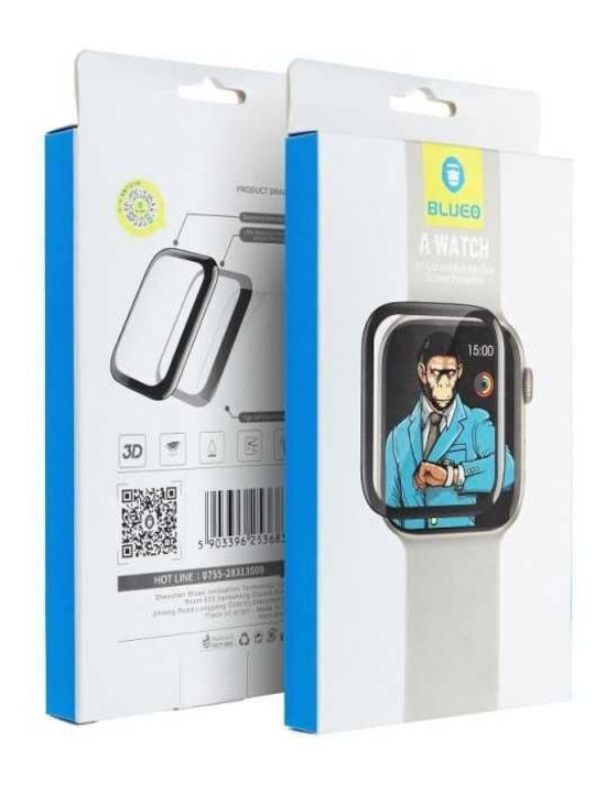 Blueo 5D Mr Monkey Sticlă Apple Watch 10 42mm Negru Rezistent HD