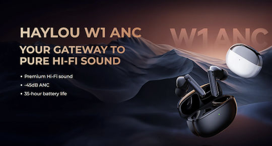 Haylou W1 T007 ANC In-ear Bluetooth Handsfree Ακουστικά με Θήκη Φόρτισης Ασημί