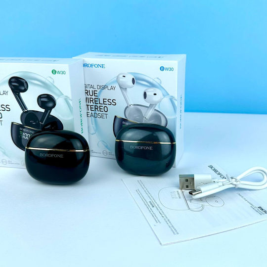 Borofone BW30 Cheerful Earbud Bluetooth Handsfree Ακουστικά με Θήκη Φόρτισης Μαύρα