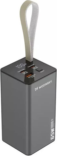 Wozinsky K65+ Power Bank 30000mAh 65W με Θύρα USB-A και 2 Θύρες USB-C Power Delivery Μαύρο