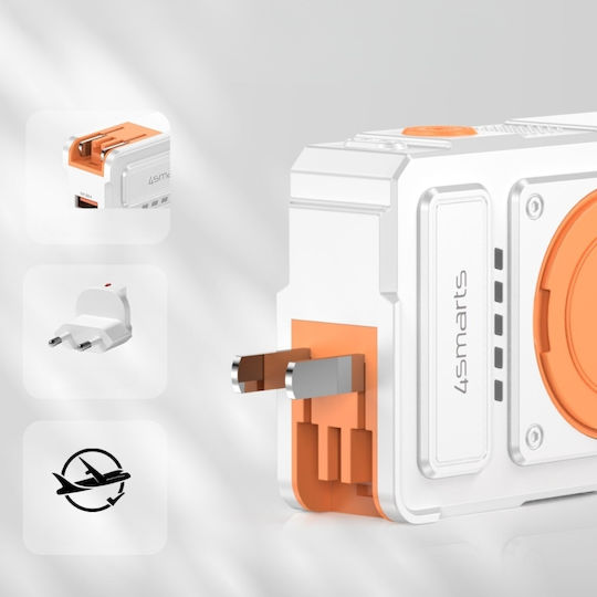 4Smarts Hybrid Charger 6-in-1 Power Bank 10000mAh 22.5W With USB-A Output Port And USB-C Output Port Quick Charge White