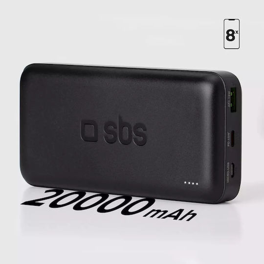 SBS Power Bank 20000mAh 20W with USB-A Port and USB-C Port Power Delivery Black