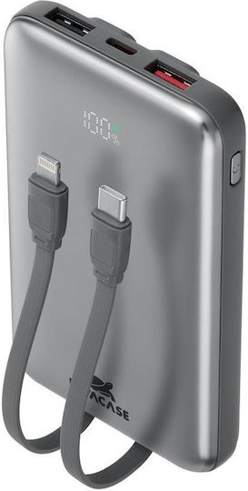 Rivacase VA2611 Power Bank 10000mAh με 2 Θύρες USB-A και Θύρα USB-C Power Delivery Γκρι