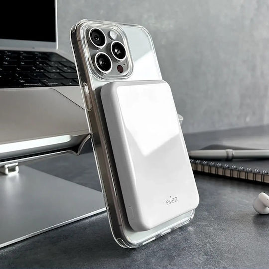 Puro Mag Plus MagSafe Qi2 Power Bank 5000mAh 20W with USB-C Power Delivery White