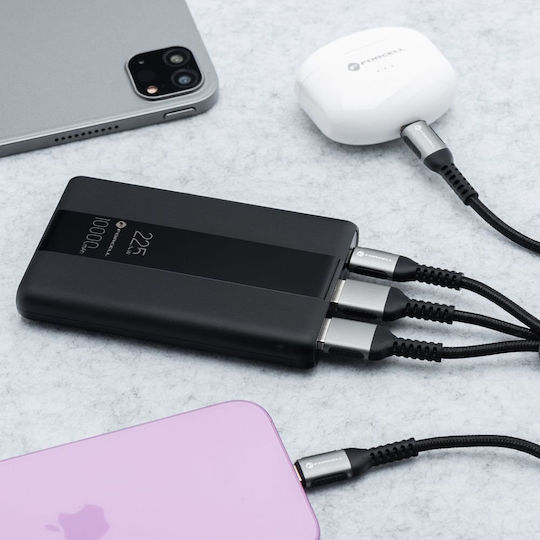 Forcell F-Energy P10k1 Power Bank 10000mAh 22.5W with 2 USB-A Ports and USB-C Port Power Delivery / Quick Charge 3.0 Black