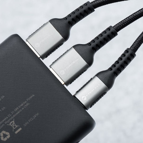 Forcell F-Energy P10k1 Power Bank 10000mAh 22.5W with 2 USB-A Ports and USB-C Port Power Delivery / Quick Charge 3.0 Black