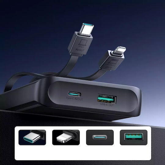 Joyroom JR-PBF19 Външна Батерия 10000mAh 22.5W с USB-A Изходен Порт и USB-C Изходен Порт Power Delivery / Бързо Зареждане Черна