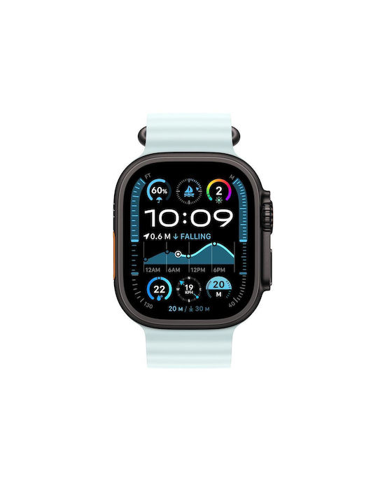 Apple Watch 49mm Blue Ocean Band Extension Black Titanium Finish
