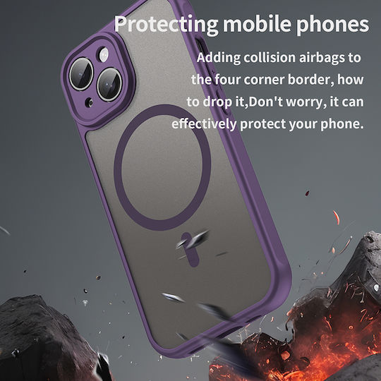 Techsuit Halofrost Ii Magsafe Umschlag Rückseite Silikon / Gehärtetes Glas Lila (iPhone 15)