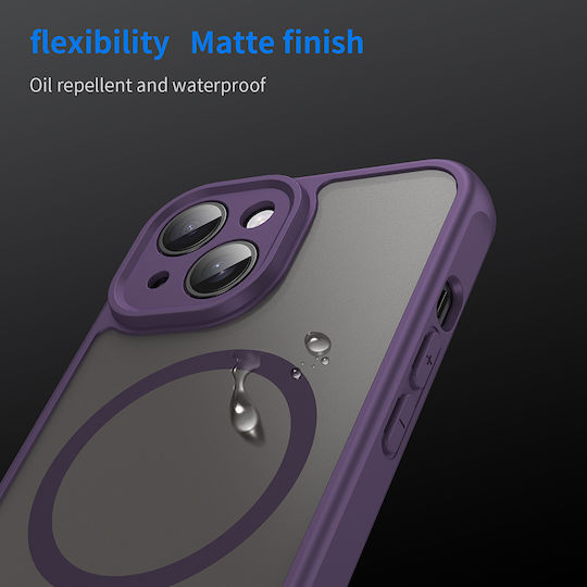 Techsuit Halofrost Ii Magsafe Umschlag Rückseite Silikon / Gehärtetes Glas Lila (iPhone 15)