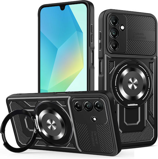 Techsuit Umschlag Rückseite Silikon / Kunststoff Schwarz (Galaxy A16)