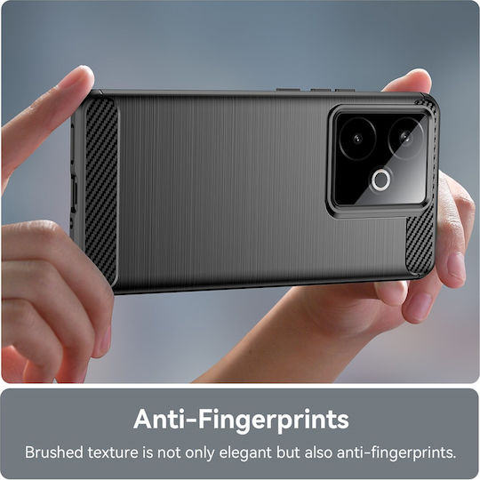 Techsuit Carbon Umschlag Rückseite Silikon / Kunststoff Schwarz (Realme GT 7)