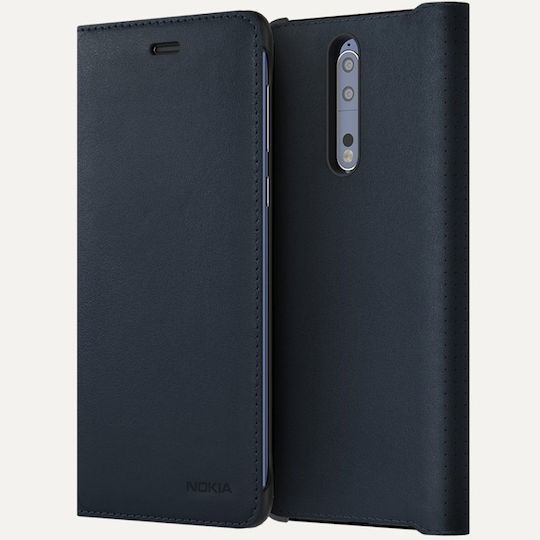 Nokia Leather Flip Book Piele Albastru (Nokia 8)