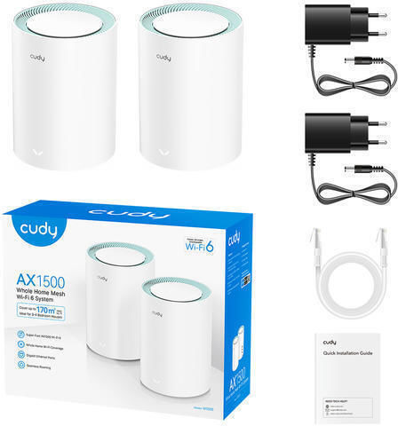 Cudy M1500 v1 WiFi Mesh Network Access Point Wi‑Fi 6 Dual Band (2.4 & 5GHz) in Double Kit
