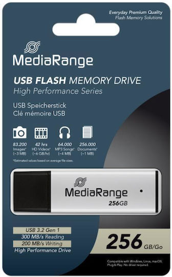 MediaRange 256GB USB 3.0 Stick Ασημί
