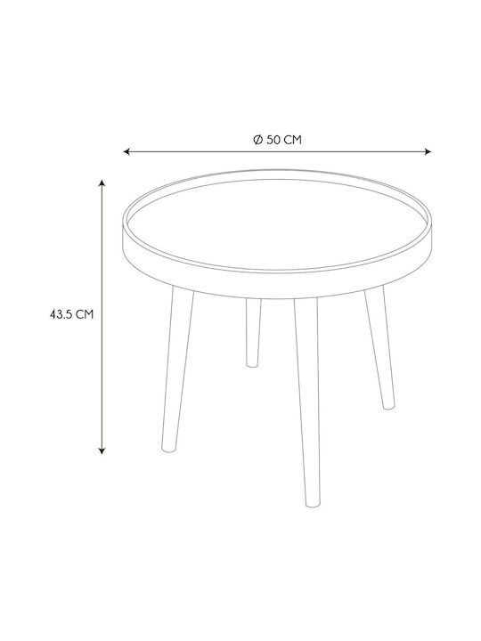 Masă Laterală Rotundă Din Lemn Gri L50xL50xÎ43.5cm
