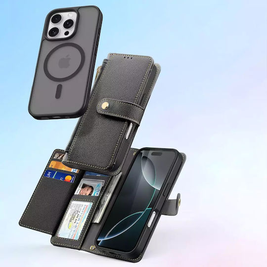 Dux Ducis Lawa Задна корица Кожа Черен (iPhone 16 Pro Max)