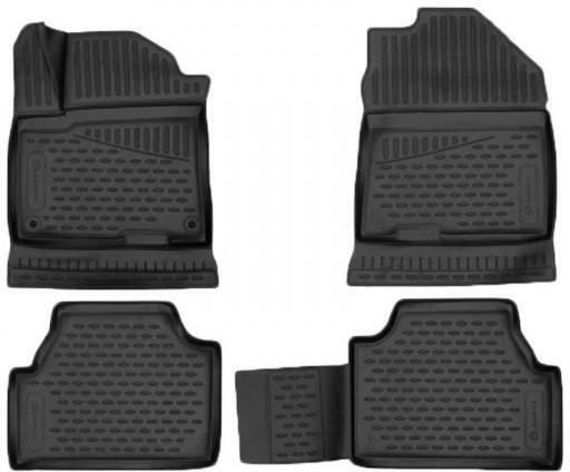Novline Set of Front and Rear Mats 4pcs Tray Type for Hyundai Kona Electric 5D 2018+ Black