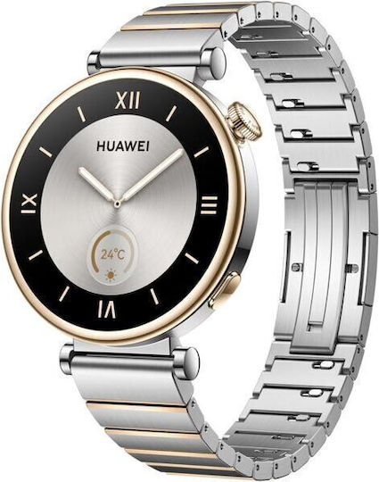 Huawei Watch GT 4 Stainless Steel 41mm Waterproof with Heart Rate Monitor (Silver Stainless Steel Strap)