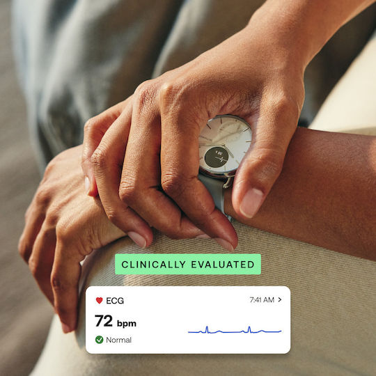 Withings ScanWatch 2 Stainless Steel 38mm Waterproof with Heart Rate Monitor (Pearl White)