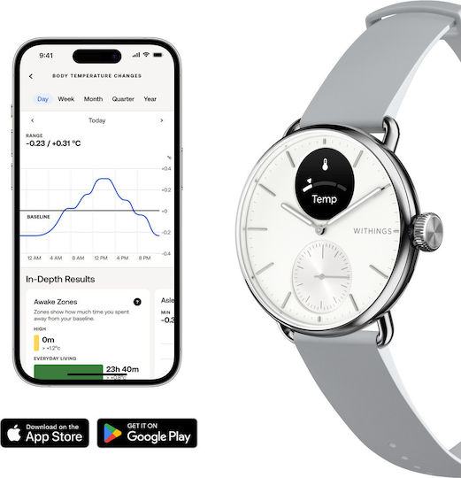 Withings ScanWatch 2 Stainless Steel 38mm Waterproof with Heart Rate Monitor (Pearl White)