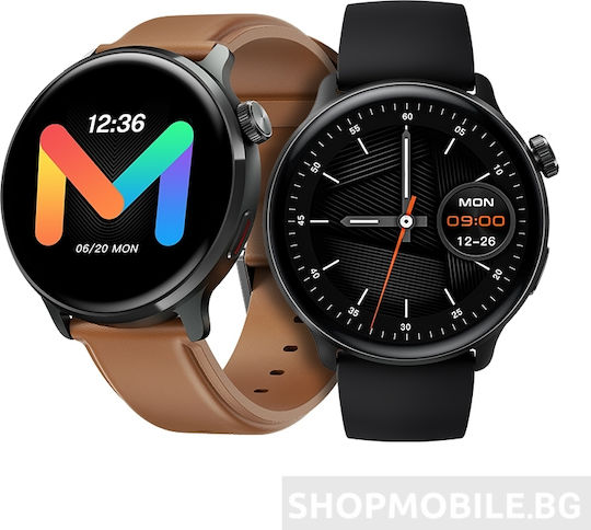 Mibro Watch Lite 2 με Παλμογράφο (Brown Leather & Black Silicone Strap)