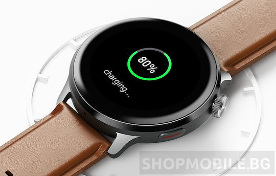 Mibro Watch Lite 2 με Παλμογράφο (Brown Leather & Black Silicone Strap)