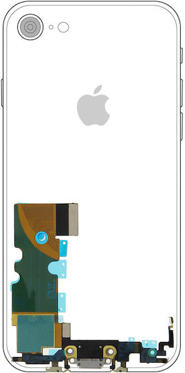 Cablu flexibil cu Port de încărcare în culoarea Alb pentru Iphone 8.
