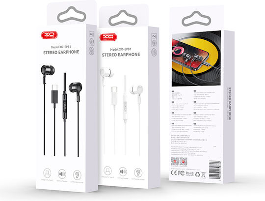 XO XO-EP81 In-Ear Freisprecheinrichtung Kopfhörer mit Stecker USB-C Schwarz