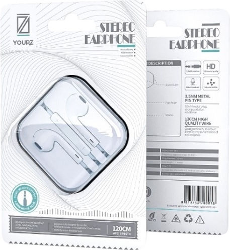 YOURZ Earbuds Handsfree με Βύσμα 3.5mm Λευκό