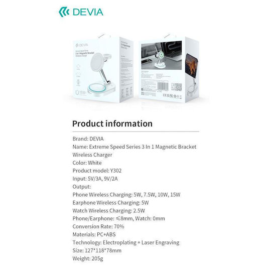 Devia Φορτιστής Magsafe 15W Λευκός (Y302)