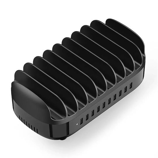 Orico Charging Stand with 10 USB-A Ports 120W in Black color (DUK-10P-V1-EU-BK-BP)