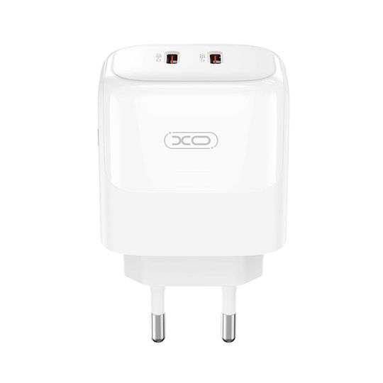 XO Φορτιστής Χωρίς Καλώδιο GaN με 2 Θύρες USB-C 35W Quick Charge 3.0 Λευκός (L140)