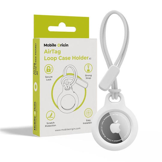 Mobile Origin Husă Airtag Loop A1 Compatibilă cu Apple Airtag Alb
