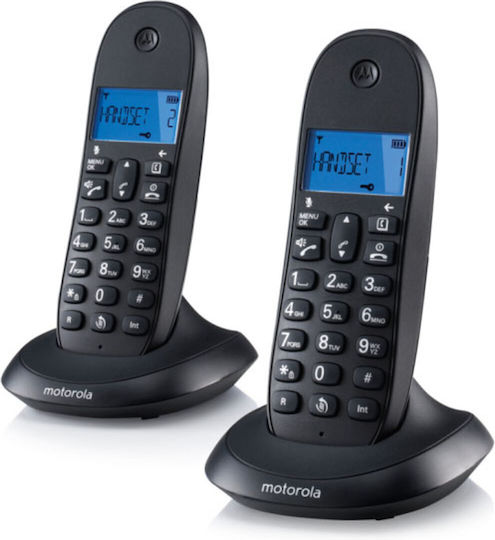 Motorola C1002 Ασύρματο Τηλέφωνο Duo Μαύρο / Μπορντό