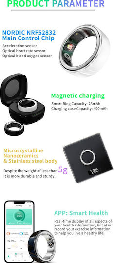 Inele Inteligente Fashion 22mm Cu Pulsometru Negru